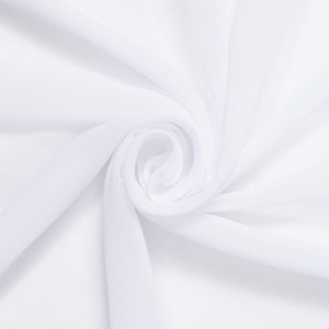 White Chiffon Fabric Polyester All Solid Colors Sheer 58'' Wide By the Yard for Garments, Decoration, Crafts
