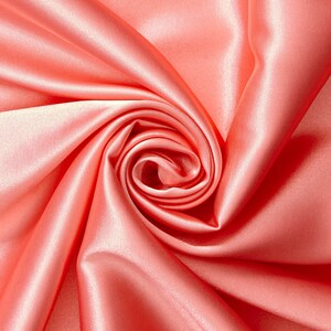 Coral Stretch Charmeuse Bridal Satin Fabric for Wedding Dress 58/60&quot; inches By the Yard Charmuse