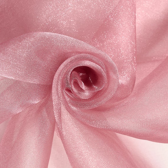 Dusty Rose Crystal Sheer Organza Fabric for Fashion, Crafts, Decorations 58" By the Yard