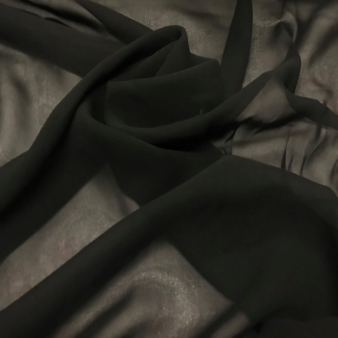 Black Silk Georgette Chiffon Fabric Solid 100% Silk 10mm - Etsy
