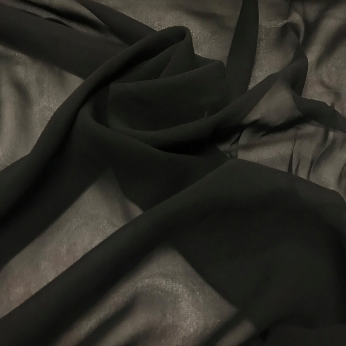 Black Embroidery on Chiffon & Silk