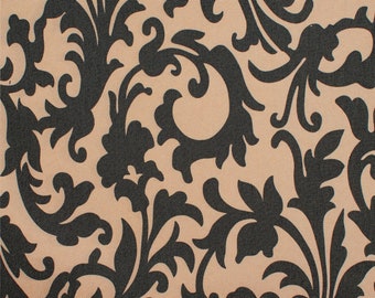 Ottertex™ Tkanina płócienna drukowana wodoodporna do użytku na zewnątrz, szerokość 60 cali, 600 denierów, cięta na wymiar - Scroll Beige / Black