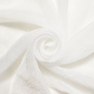 Off-White Crushed Sheer Voile  Fabric 110&quot; Wide Curtain Drapery and Apparel per yard 100% polyester