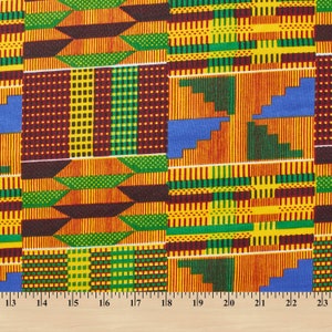 Kente African Print Fabric Cotton Print 44&#39;&#39; wide By The Yard (19006-3)