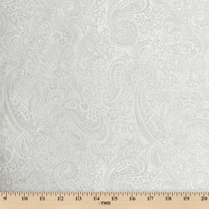 Silver / Silver Metallic Paisley Brocade Fabric