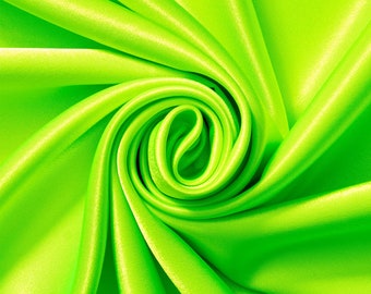 Neon Lime Green Crepe Back Satin Bridal Fabric for wedding dresses, decorations, drapes, crafts crepeback by the yard