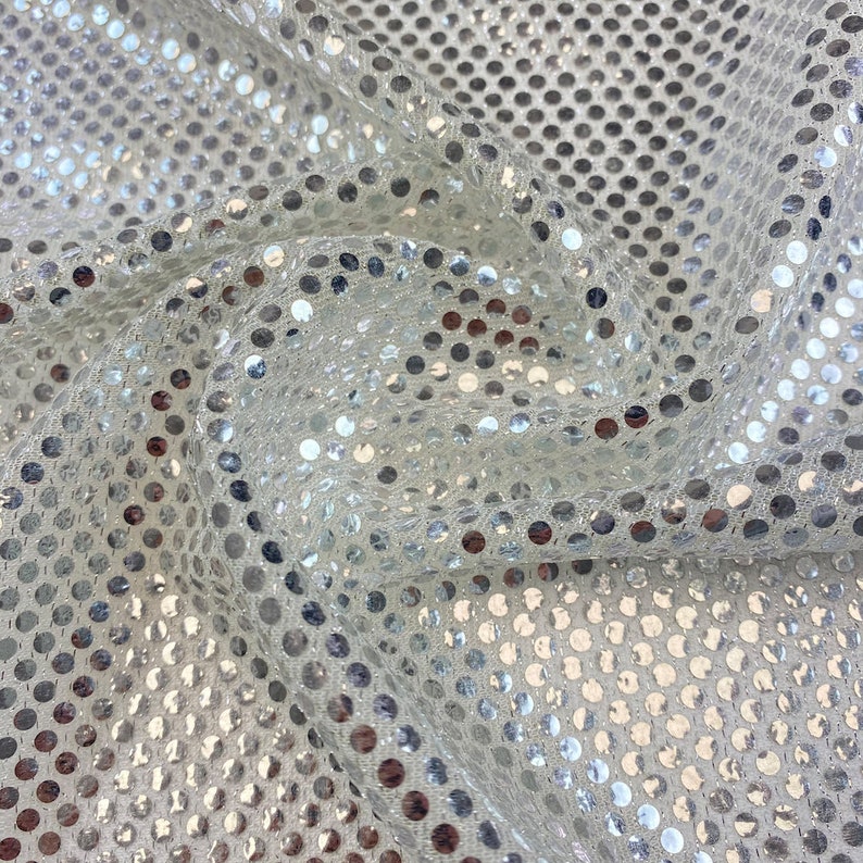Silver Shiny Sequin Dot Confetti Fabric for Sewing Costumes Etsy