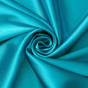 Turquoise Stretch Charmeuse Bridal Satin Fabric for Wedding Dress 58/60&quot; inches By the Yard Charmuse