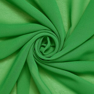Kelly Green Chiffon Fabric Polyester All Solid Colors Sheer 58&#39;&#39; Wide By the Yard for Garments, Decoration, Crafts