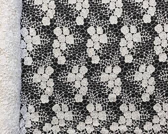 White Azalea Guipure French Venice Lace Embroidery 52" inches wide many colors