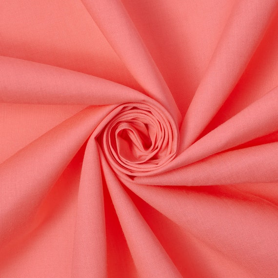 Coral Cotton Polyester Broadcloth Fabric Apparel 45 Inches Solid  PolyCotton Per Yard