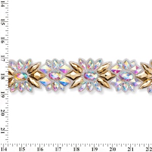 Floral Resin Rhinestone Iron On Gel Backed Trim Sold By The Yard