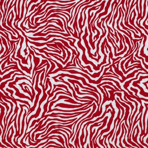 Zebra/Tiger Candy Red Metallic Foil on Crimson Red Crushed Velvet Fabric