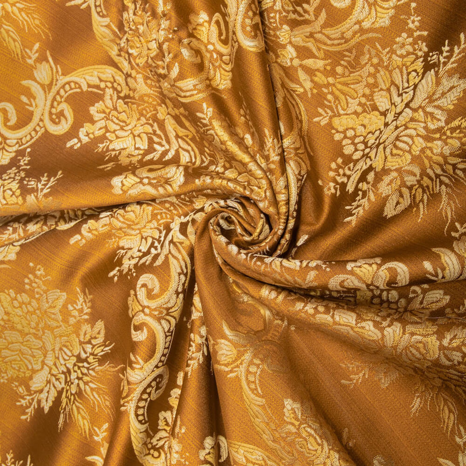 Copper / Gold Damask Jacquard Jasmine Brocade Fabric 118 Etsy