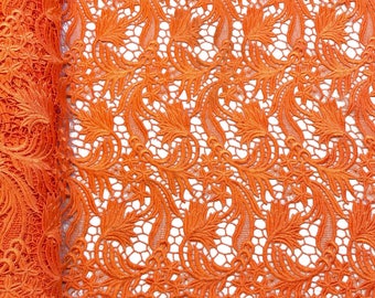 Orange Daphne Guipure French Venice Lace Embroidery 52" inches wide many colors