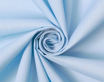 Light Blue Cotton Polyester Broadcloth Fabric 60" Inches Apparel Solid PolyCotton Per Yard