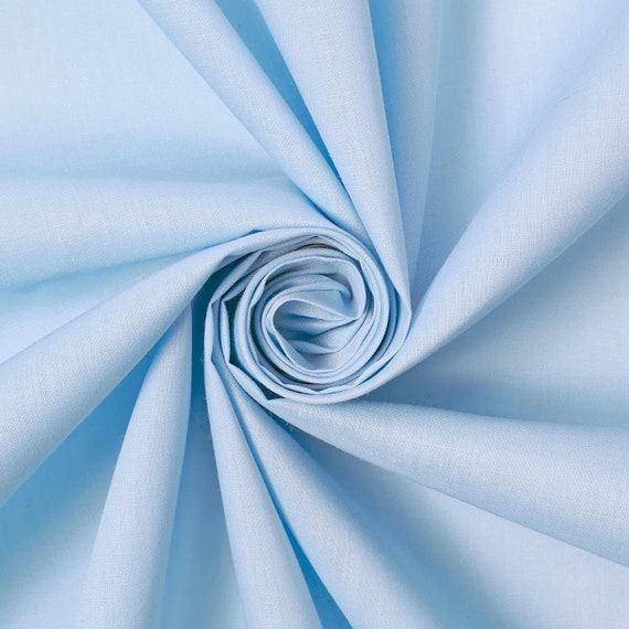 Light Blue Cotton Polyester Broadcloth Fabric 60 Inches Apparel Solid  PolyCotton Per Yard