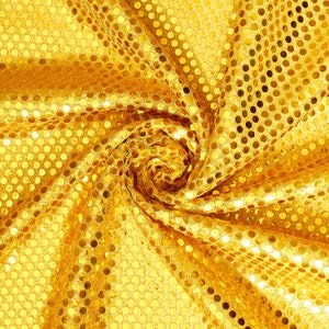 Gold Shiny Sequin Dot Confetti Fabric for Sewing Costumes Apparel Crafts by the Yard