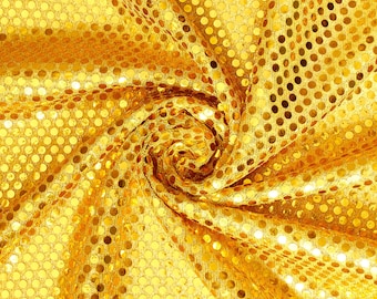 Gold Shiny Sequin Dot Confetti Fabric for Sewing Costumes Apparel Crafts by the Yard