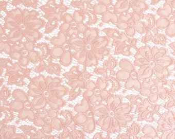 Blush Stretch Lace Cloth Floral Embroidery Poly Spandex 58 "Wide BTY Wedding Apparel Florence