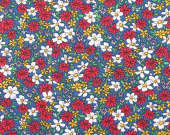 Tissu Daisy Print 100% Cotton Blue Floral Pattern 58/60 » Wide Sold BTY