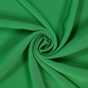 Tessuto in poliestere stropicciato Kelly Green, larghezza 60&quot;, molti colori, per drappeggi e abbigliamento