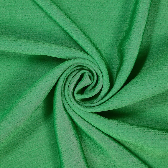 Kelly Green Crinkle Polyester Fabric 60" Wide Many Colors Draping & Apparel