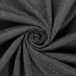 Könnte beinhalten: Schwarzer Stoff mit glitzernder Textur, gefaltet und zu einer Spirale gedreht.