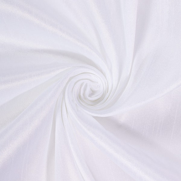 White-101 Silky Dupioni Shantung Fabric 100% Polyester for Apparel Home Decor By the Yard