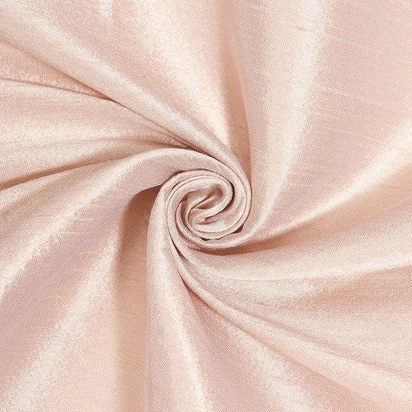 Rose Gold Silky Dupioni Shantung Fabric 100% Polyester for Apparel Home Decor By the Yard