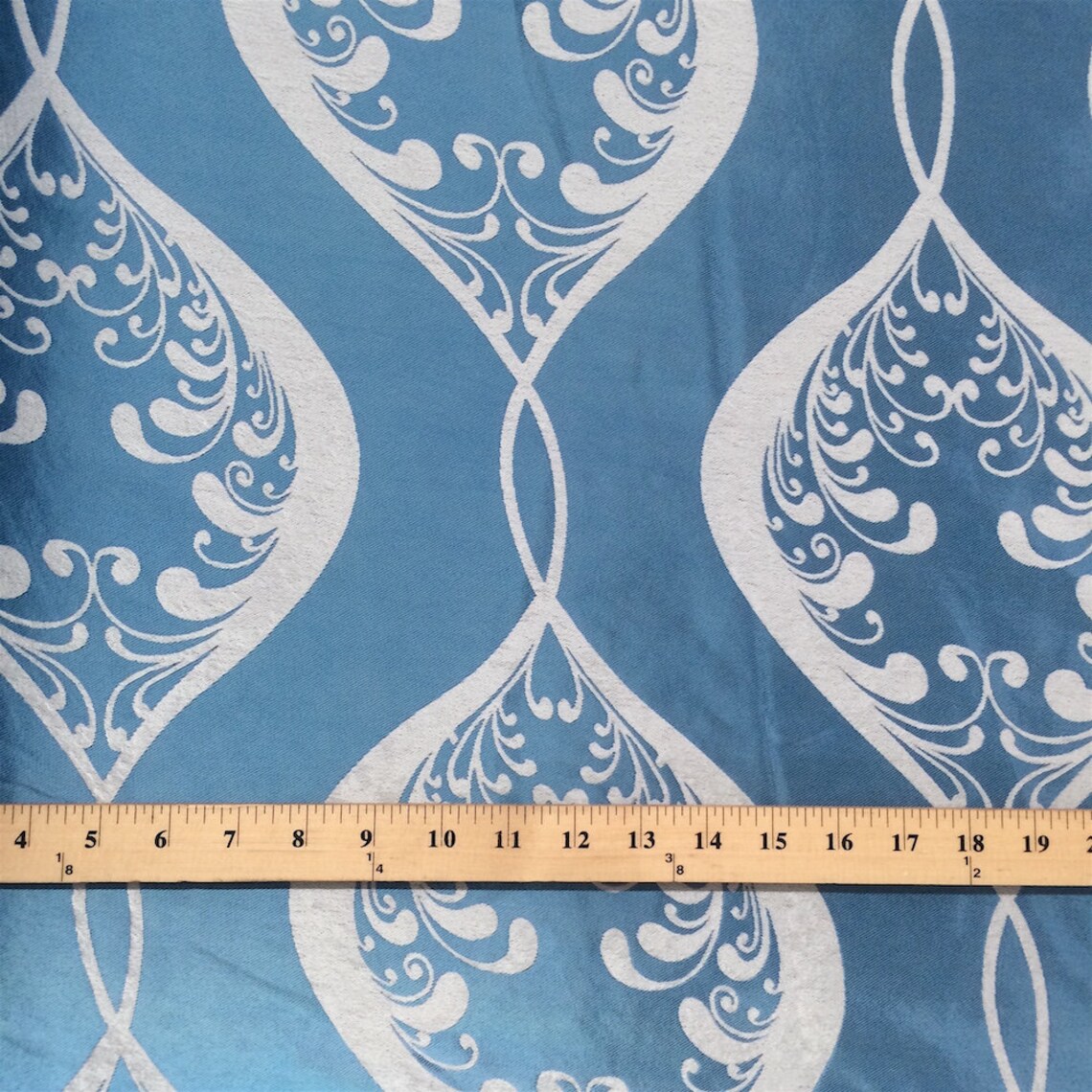 Blue Velvet Jacquard Damask Fabric 118'' Wide sold By Etsy