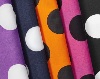 Extra Large Polka Dot Printed Cotton Poplin Fabric By The Yard (58/60 Inch)