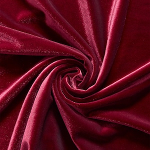 Wine Stretch Velvet Fabric 60'' Wide by the Yard for Sewing Apparel Costumes Craft