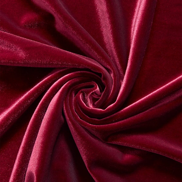 Wine Stretch Velvet Fabric 60'' Wide by the Yard for Sewing Apparel Costumes Craft