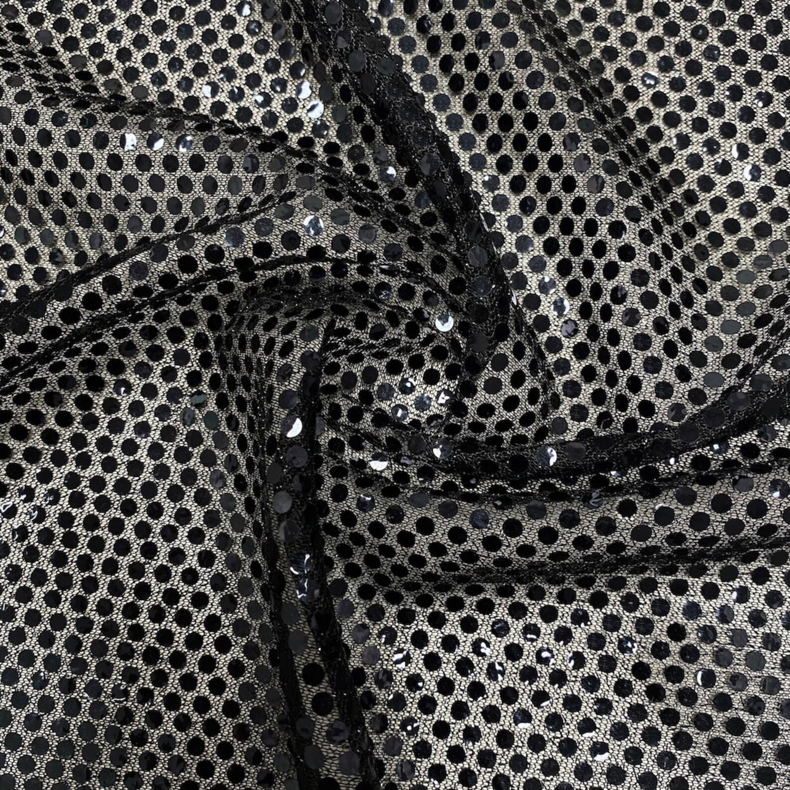 Black Shiny Sequin Dot Confetti Fabric for Sewing Costumes Etsy