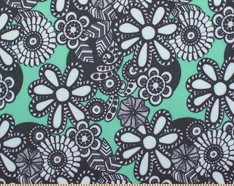 Ottertex™ Printed Canvas Fabric Waterproof Outdoor 60" Wide 600 Denier By The Yard - Daisy Aqua