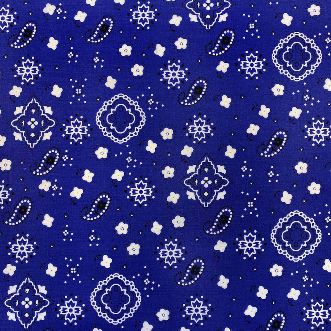 Royal Blue Bandana Paisley Print Polyester/cotton Broadcloth Etsy