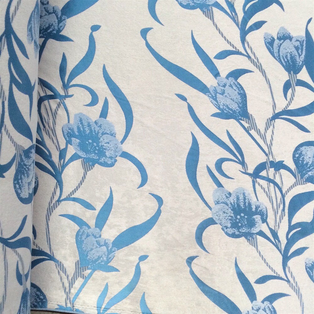 Blue Velvet Jacquard Damask Fabric 118'' Wide se vende Etsy