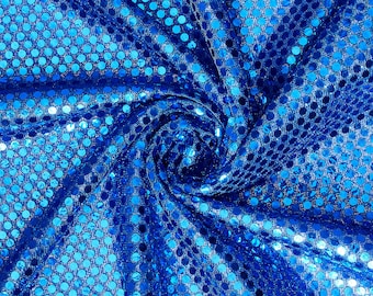 Royal Blue Shiny Sequin Dot Confetti Fabric for Sewing Costumes Apparel Crafts by the Yard