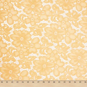 Maize Stretch Lace Fabric Floral Embroidery Poly Spandex 58&quot; Wide BTY Wedding Apparel Florence