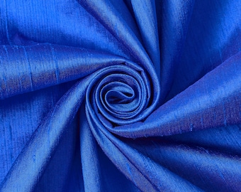 Tela Dupioni de seda pura 100% azul real, 54 "de ancho, blusa drapeada BTY, vestido artesanal, envío gratis