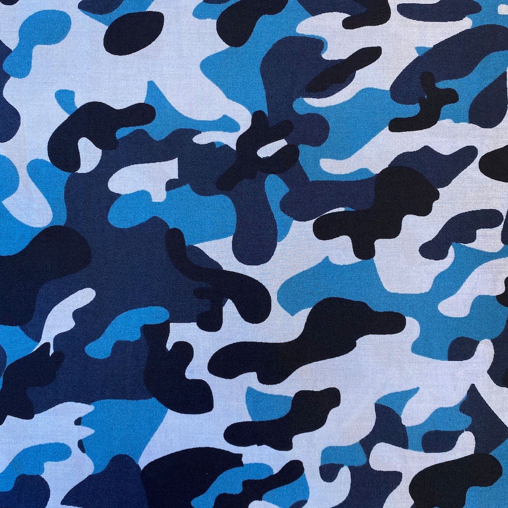 Japanese Blue Camouflage Army Fabric by Cosmo - modeS4u