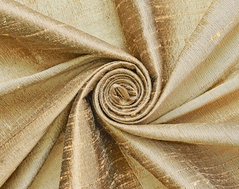 Metallic Gold 100% Pure Silk Dupioni Fabric 54"Wide BTY Drape Blouse Dress Craft FREE SHIPPING