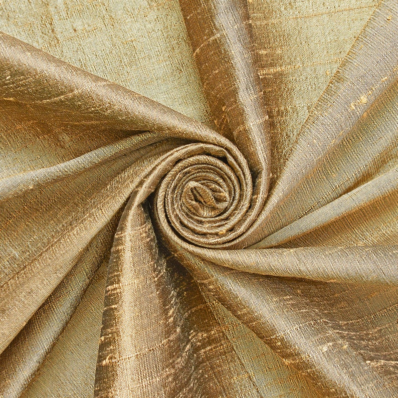 Metallic Gold 100% Pure Silk Dupioni Fabric 54Wide BTY Drape Blouse Dress Craft FREE SHIPPING image 1