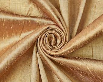 Antique Gold 100% Pure Silk Dupioni Fabric 54"Wide BTY Drape Blouse Dress Craft FREE SHIPPING