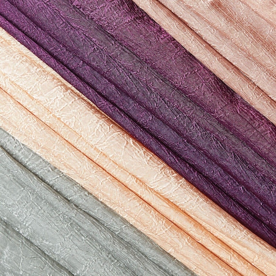Shiny Shimmer Crinkle Satin Polyester 100 GSM Lightweight Fabric By The Yard