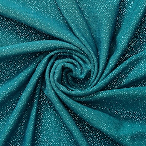 Glitter ITY Knit Stretch Jersey - Teal Poly Spandex 58/60&quot; By The Yard