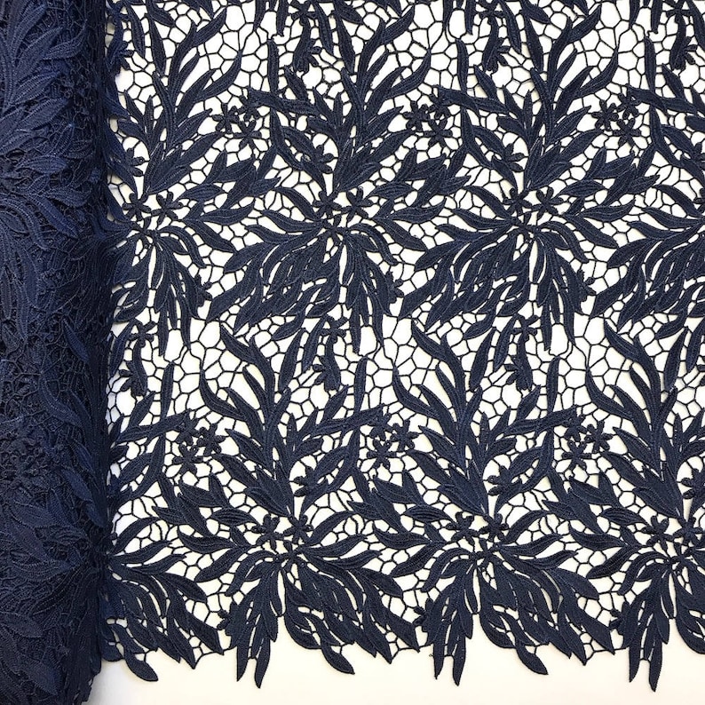 Navy Blue Zahara Guipure French Venice Lace Embroidery 52 inches wide many colors