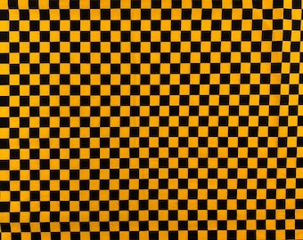 Black And Gold Checkered Print 100% Cotton Geometric Fabric 58/60" Wide Sold BTY