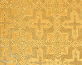 Ecclesiastical Metallic Brocade Fabric - Goud / Goud Poly Metallic 58/60" op maat gesneden